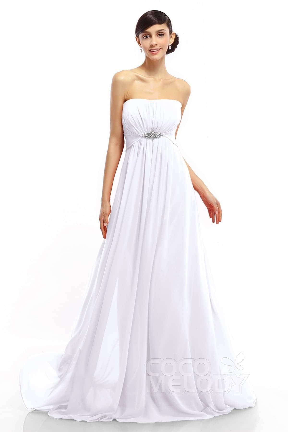 A-Line Sweep-Brush Train Chiffon Dresses COLT14008 - COCOMELODY